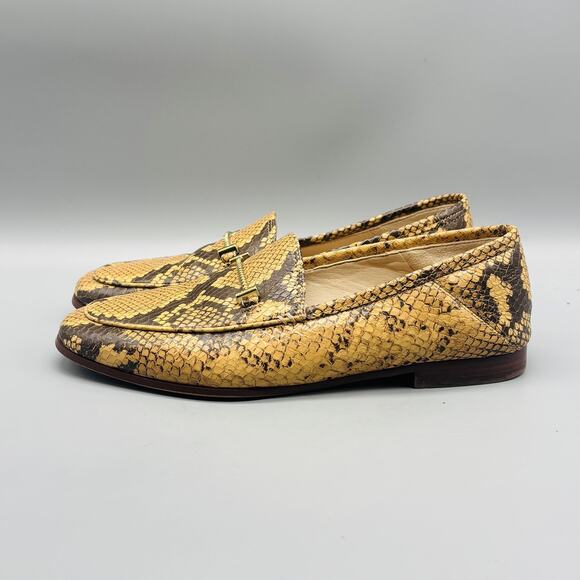 Sam Edelman Shoes Womens 7 Tan Brown Leather Bit Loafers Snakeskin Print - Picture 5 of 11